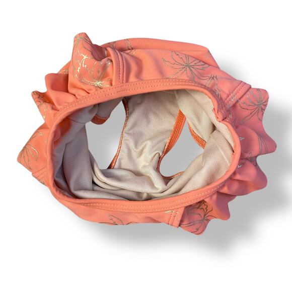 Tea‎ Collection Girls Coral Pink Palm Tree Ruffle One Piece Swim Suit Size 2T - Picture 5 of 8